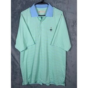 Merion Golf Club Donald Ross Men's Polo Shirt Green Blue Striped Size Large